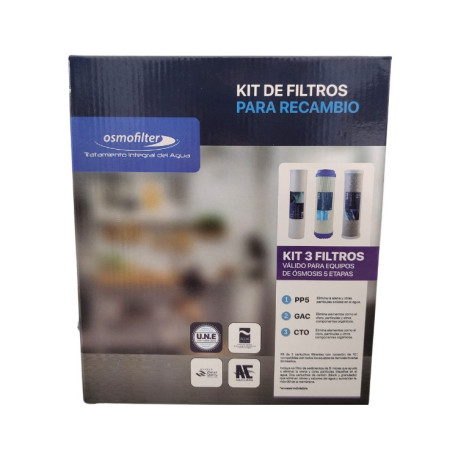 KIT DE 3 FILTROS OSMOSIS STANDAR