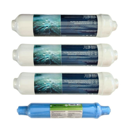 KIT FILTRO EN LINEA CONEXIÓN ROSCADA + POST FILTRO